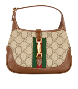 Jackie 1961 Mini Shoulder Bag, Canvas, Brown, 637002 493075, S/E/DB, 3*